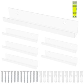 Baxcdyswe Pack of 6 Vinyl Record Wall Brackets, 30.5 x 4.5 x 4.5 cm Record Stand, Vinyl Record Rack, Acrylic Vinyl Holder, Vinyl Record Frame Wall for Records and Photos