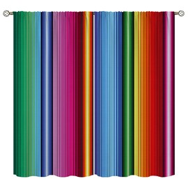 Amextrian Cortinas opacas de elementos mexicanos para decoración del hogar, hermosas cortinas mexicanas con bolsillo para barra de serape mexicano, cortinas de oscurecimiento para ventana, para recámara de niñas y niños, sala de estar, 42 x 63 pulgadas