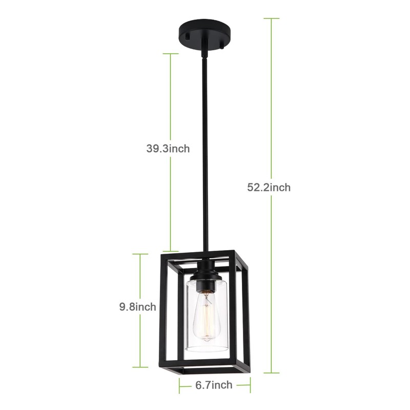 Kitchen Pendant Lighting Over Island, 1-Light Matte Black Farmhouse Pendant