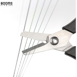 Booms Fishing Scissors for Braided Line: Braided Line Cutter with Zinger Retractor for Saltwater and Freshwater - Micro Serrated Shears Multi-Function Fishing Snips, S01 3.9" Black