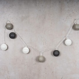 levandeo levandeo 10er Lichterkette LED Kugeln Lampions Baumwolle Grau Wei? Cotton Girlande Deko Cottonballs