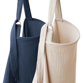 Coreeky 2 Pack Muslin Nursing Cover for Breastfeeding, Soft & Breathable 100% Cotton Breastfeeding Cover up with Adjustable Neck Strap, Multi-use Nursing Apron & Baby Carseat Canopy (Navy)