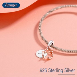Amuefer Love Charms for Bracelets Sterling Silver Splittable Heart Best Friends Rose Gold Wedding Bells Infinity Clover Horseshoe Couple Dangle Pendant for Valentine's Day Necklaces for Women,