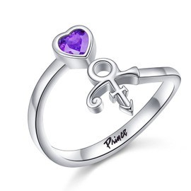 DAOCHONG Prince Symbol Ring Gifts Sterling Silver Adjustable Wrap Prince Symbol Ring for Prince Lover for Women Size 7
