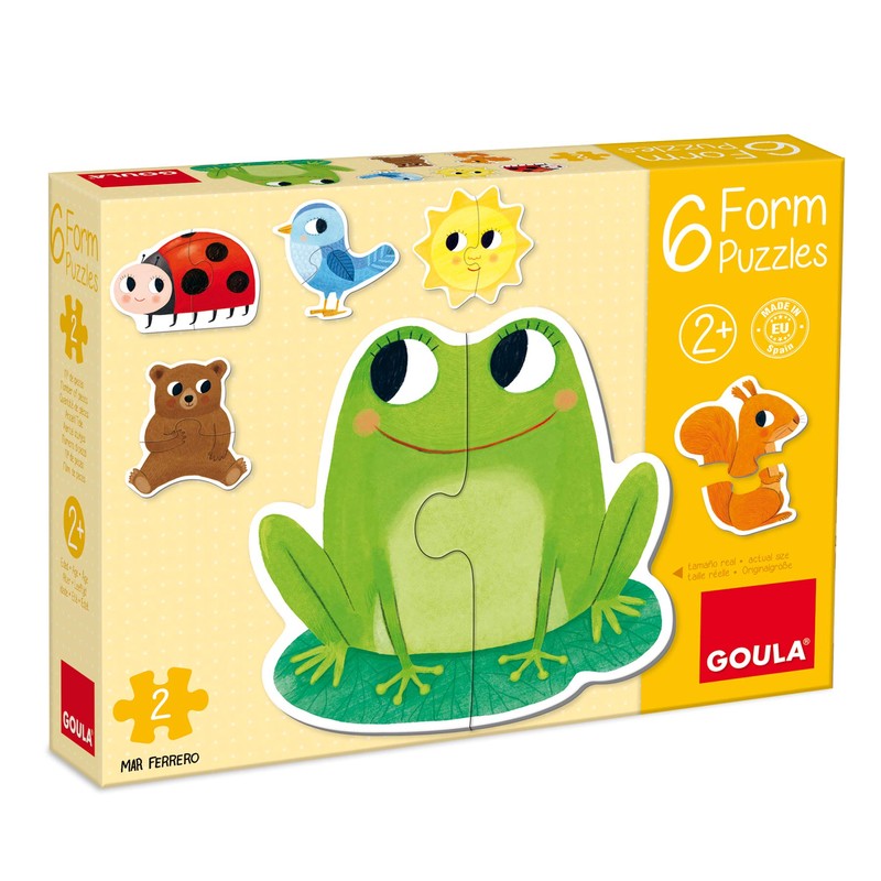 Goula 53173 6 Animal Shaped Puzzles, 2 Pieces, Multi-Colour, One