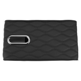 REPAIROCK Universal Center Console Cover Car Armrest Cover with Tissue Box Middle Console Cover Lid for Most Vehicle SUV Car Sedan 12.6"x6.69"x1.97" Black Nappa Leather