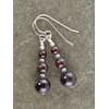Graduated Dark Red Garnet Gemstone & Sterling Silver Hook Drop