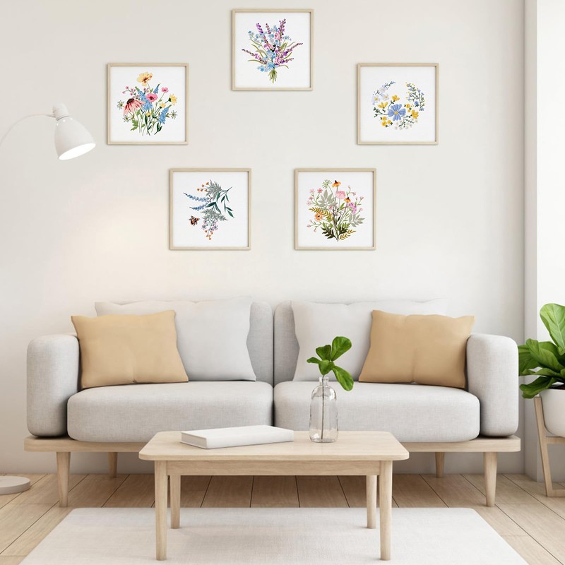 ERKOON Embroidery Kit for Beginners, 5 Sets Flower Cross Stitch