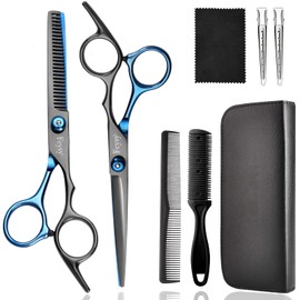 Hair Scissors Thinning Shears Set, Fcysy Professional Hair Cutting Scissor Kit Texturizing Shears Set, Barber Scissors Kit with Hairdresser Haircut Layering Shears