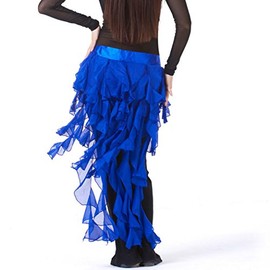 Wuchieal Women's Belly Dance Hip Scarf Belt Skirt Latin Dance Belt Performance Tassel Wave Skirt, Dark Blue, One Size
