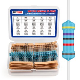 BEEYUIHF 1/2W Metal Film Resistor Assortment Kit 30 Values 300Pcs 1/2 Watt Metal Film Fixed Resistors Variety Pack (1K Ohm ~820K Ohm) ±1% Tolerance