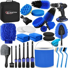 Qydipclin 29Pcs Car Detailing Kit, Car Detailing Brush Set, Car Wash Cleaning Kit, Car Detailing Brushes, Professional Car Care Kit for Interior Exterior Wheels, Blue