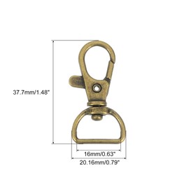 sourcing map 10Pcs Swivel Clasps, 0.63 Inch D Ring Lobster Clasp Claw Metal Push Gate Snap Hook for Purse Making Keychain Belt Strap, Bronze