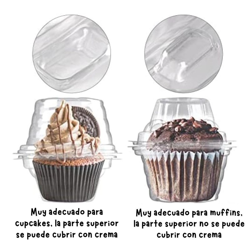 U Chef Paquete de 50 Cajas de Plastico para Cupcakes,