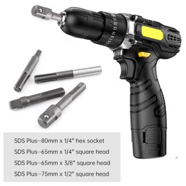 SDS Plus Bits Adapter 1/4" Hex Socket Adaptor to 1/4" 3/8" 1/2" Impact Socket Adapter Set for Screws/Nuts/Any Drill and Handheld Driver 4 PCS