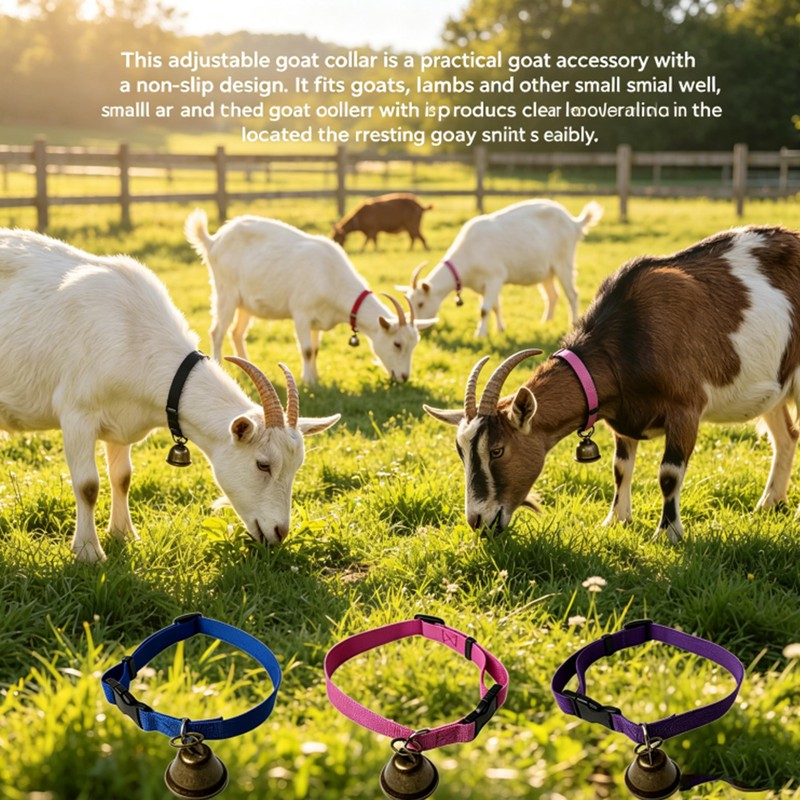 CJFNDFA 5 Pack Nylon Goat Collar with Bell, Adjustable for