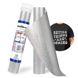 TECKWRAP Sparkle Holographic Heat Transfer Vinyl Shimmer Silver HTV Roll 12" x 5ft for DIY Clothing,T-Shirts,Fabric Smooth Glitter Iron on Vinyl Compatible with Heat Press Craft Cutters