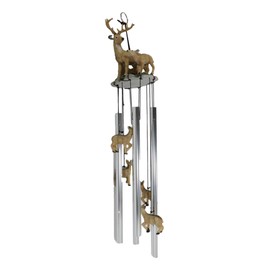 Ebros Gift Woodland 10 Point Stag Buck Deer and Fawn Wind Chime Doe with Fawn Deers Bucks Does Family Decorative Rustic Cabin Lodge Forest Garden Patio Mobile Noisemakers Figurine