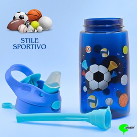 CODiLLO Water Bottle for Children with Straw, BPA-Free Sports Bottle, Reusable Water Bottle, Leak-proof Sports Bottle for Camping, School, Nursery, Capacity 480 ml (Blue)