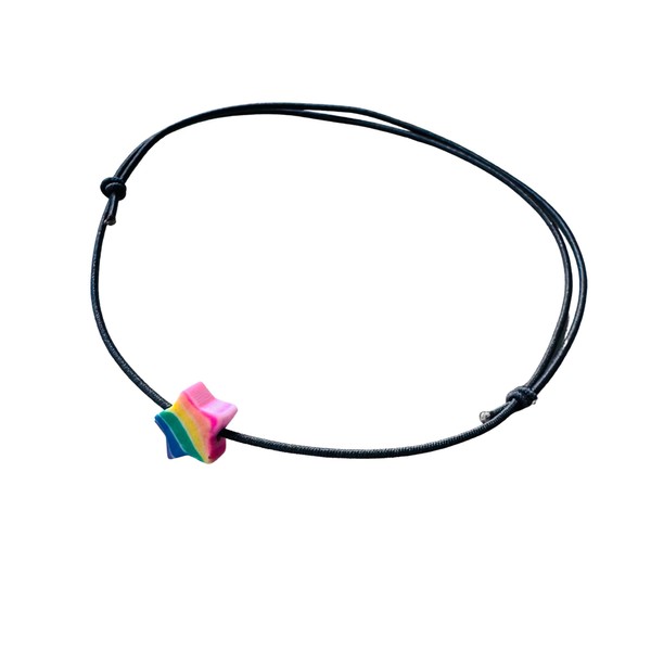 Fußkettchen mit buntem Stern-Anhänger, größenverstellbar, elastisch, sommerliches Fußband mit Stern