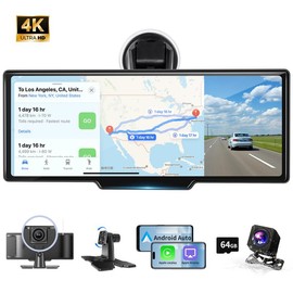 HERILARY Universal 10.26” Screen Car Radio Multimedia WIFI Video Player Wireless Carplay Screen Camera Wireless Carplay Android auto Ai Screen Dash Cam Dual Len Video Recorder with 64G memory card - Color: 2.5K