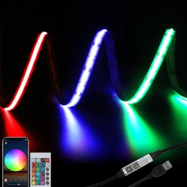 USB RGB COB LED Strip Lights 4.92ft,5V Color Changing Strip Light, Smart Light Strips APP Control Music Sync Led Light Strip, Multi-color Led tape light with Remote for Room Home Indoor Decoration