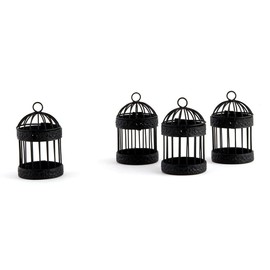 WEDDINGSTAR Miniature Classic Round Decorative Birdcages-Pack of 4-Black