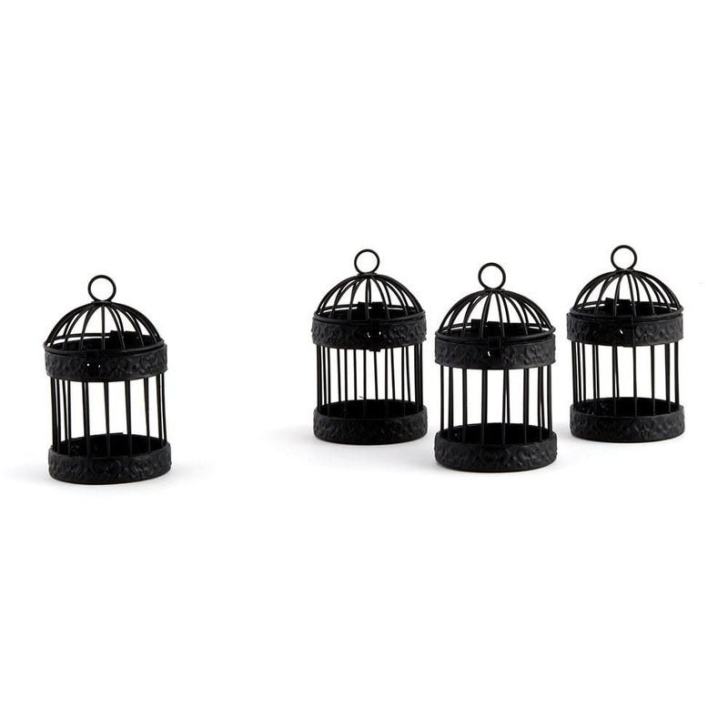 WEDDINGSTAR Miniature Classic Round Decorative Birdcages-Pack of 4-Black