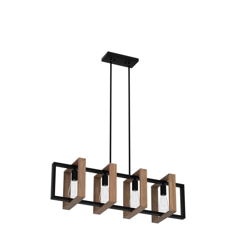 35.4" Kitchen Island Lighting,4 - Light Dining Room Farmhouse Chandelier,Black