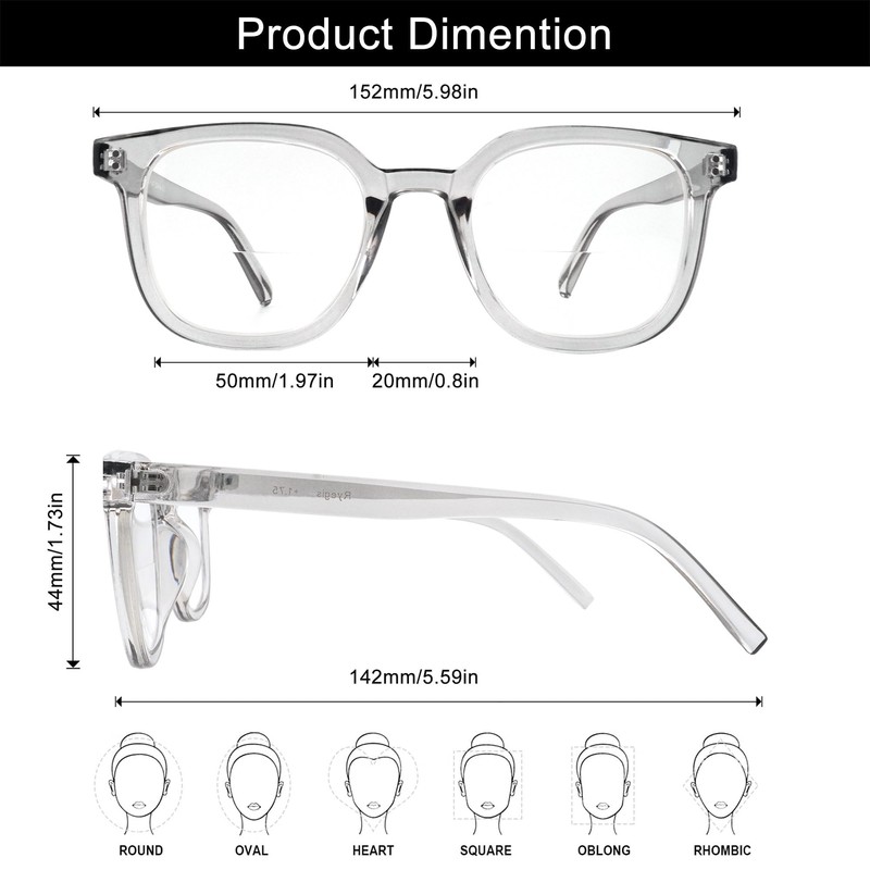 Ryegis 3 Pack Bifocal Reading Glasses,Blue Light Blocking Computer Readers