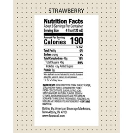 Finest Call Premium Strawberry Puree Drink Mix, 1 Liter Bottle (33.8 Fl Oz), Pack of 6