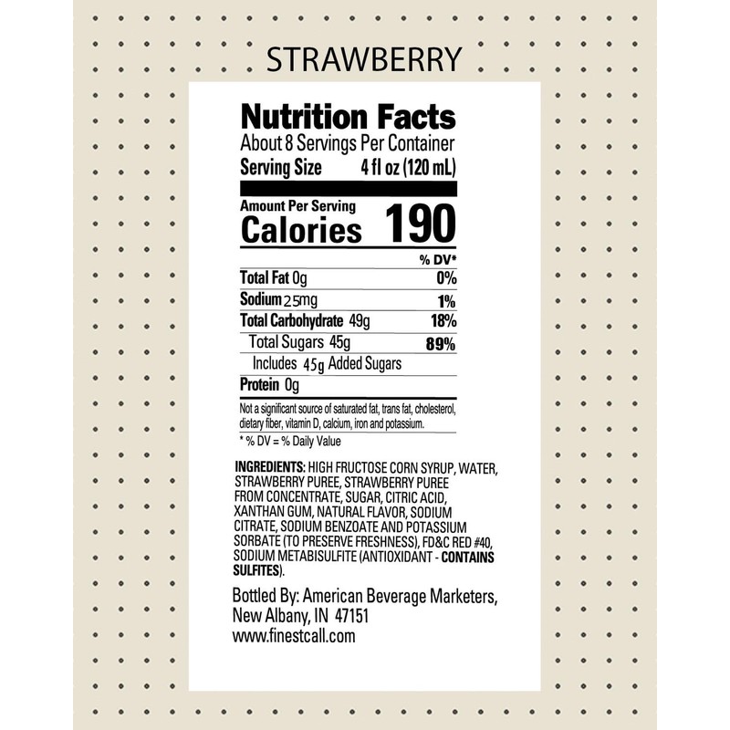 Finest Call Premium Strawberry Puree Drink Mix, 1 Liter Bottle