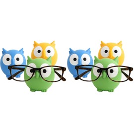 Dependable Industries inc. Essentials Owl Eyeglass Holder Stand for Glasses, Sunglasses & Smartphone – Cute Animal Desk and Nightstand Organizer – Random Color Shipped