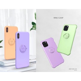 360 Rotation Metal Ultra-Thin Cute Cat Cell Phone Ring Buckle Stand Holder Finger Grip (Lilac Purple)