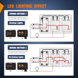 Nilight 4 Gang Rocker Switch Panel with PD Type C and USB Charger Voltmeter 12V SPST ON Off Toggle Switches with Orange Backlit Waterproof Aluminum for Boats Cars RVs Trucks