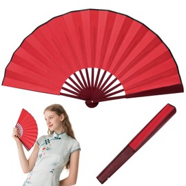 AUJ Boots on The Ground Fans Line Dance Popping Fan,Large Fold Fans,Decorative Folding Fans,Clap Fans for Line Dancing, Clack Handheld Large Folding Hand Rave Fan﻿ (10in Red)