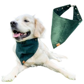 Dog Bandana with Metal Clasp. Waterproof Dog Bandana. Adjustable Dog Bandana. (Bottle Green, L)