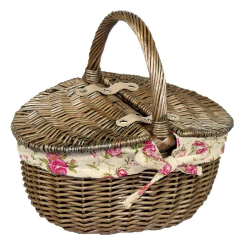 Red Hamper EH091 Wicker Small Antique Wash Double Lidded Oval
