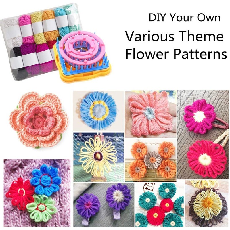 Zerodis Flower Knitting Loom Kit, Round Looms, Hat, Scarf, Scarf,