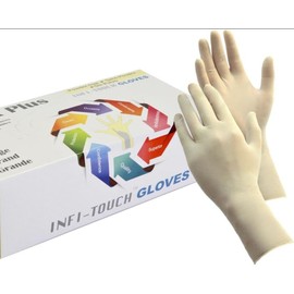 Infi-Touch, Latex Gloves, 5-mils, Powder Free, Disposable, 9" length, 100 Count (Medium)