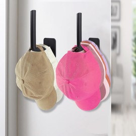 shoowyees Hat Rack for Baseball Caps, 2PACK Wall Hat Organizer, Hat Hanger Storage Cap Organizer, No Drilling Strong Hat Holder for Door Closet Bedroom Bathroom Office (Black-2 Pack)