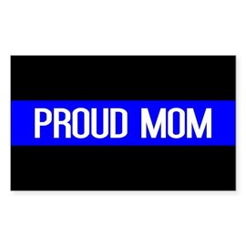 CafePress Police: Proud Mom (Thin Blue L Rectangle Bumper Sticker Car Decal