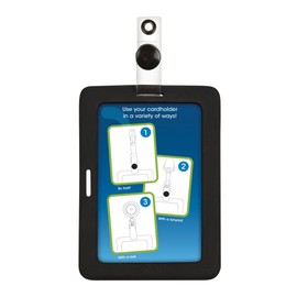 Cosco MyID Badge Holder for Key Cards and ID Cards, Rubberized Black, 4 x 2.75 Inches (075015)