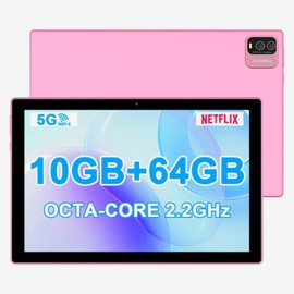 YQSAVIOR 10 inch Android 13 Tablet, 10GB RAM+64GB ROM+1TB Expandable Computer Tablets PC, IPS Screen, 2+8MP Dual Camera, WiFi, BT, Pink