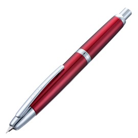 Jinhao 10 Capless Fountain Pen with Box, Rose Red Retractable Fine Nib with Ink Converter Set (Silver Clip)