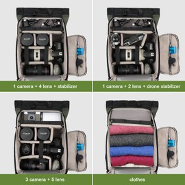 Besnfoto Camera Backpack for Photographer DSLR SLR Waterproof Camera Bag with Laptop Compartment Tipod Holder Roll Top Photographer Case for Hiking Traveling