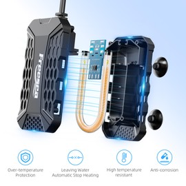 FREESEA Aquarium Fish Tank Heater: 100W Submersible Aquarium Heaters with Adjustable Digital LED Controller Leaving Water Automatic Stop Heating for 10-20 Gallon Turtle Freshwater Saltwater