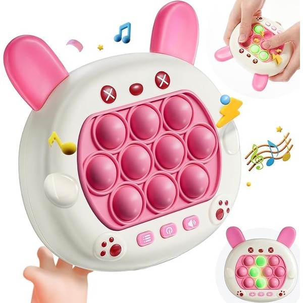 AILRINNI Toys Pro for Kids Adults, Handheld Puzzle Game Machine, Squeeze Poppet Sensory Fast Push Bubble Toy, Birthday Gifts for Boys Girls (Rabbit)