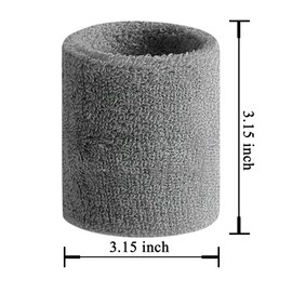 HPWFHPLF Premium Wrist Sweatbands: Stay Dry, Play Hard - Ideal for Tennis, Football, Basketball, Running, 6 Pack Cotton Sweatbands for Men Women & Kids (Grey)