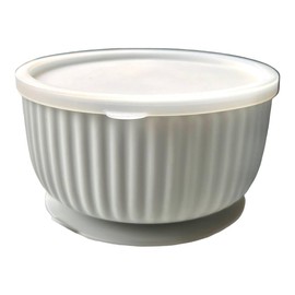 Cat Bowls with Suction Cup 400ml with Silicone Lid — Elevated Silicone Pet Dish with Non-Slip Bottom for Dry Food, Wet Food and Water — Silicone Water Bowl for Small Dog, Rabbit, Kittens (Light Grey)